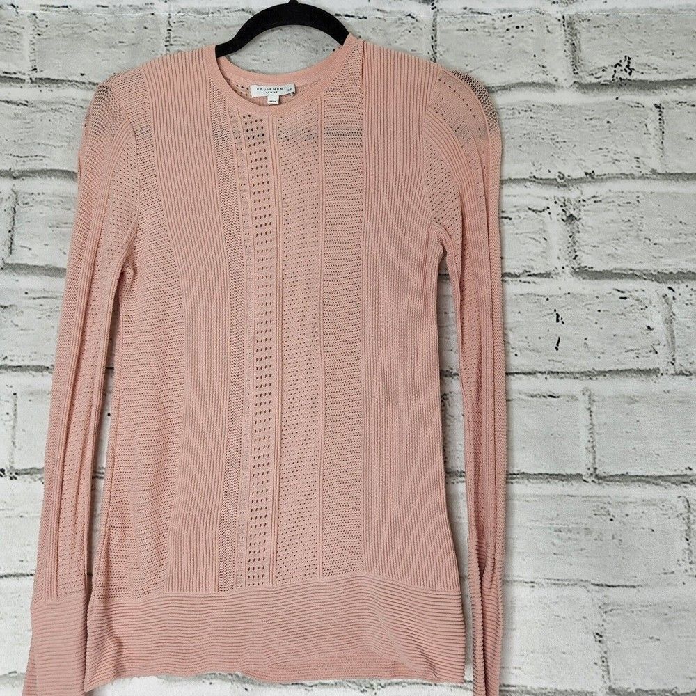 Equipment Femme Laurier Womens Small Eyelet Crewneck Pullover Sweater Stretch